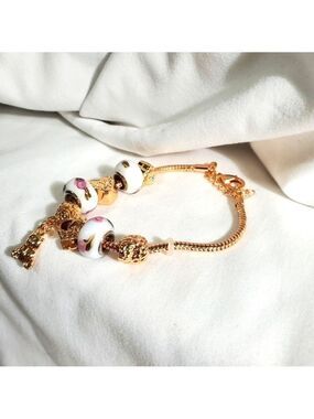 Rope Bracelet Faux Gold Golf Charms